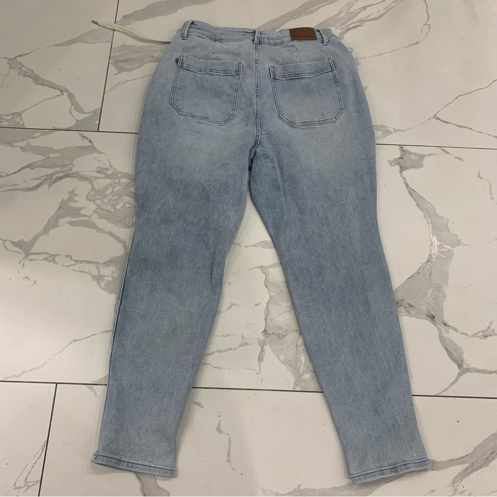 Judy Blue Jogger Jeans Light Wash Denim Sz 15 Drawstring High Waist  JB88691 - Picture 2 of 13